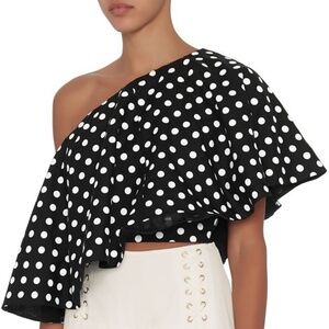NWT Viva Aviva Polka Dot Shoulder‎ Top Sz M
